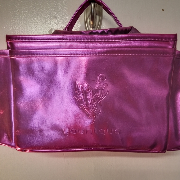 Younique Handbags - Younique Metallic Purple Cosmetic Bag/ Satchel